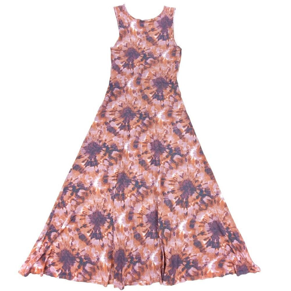 NEW Zara Romantic Boho A-Line Mermaid Tie Dye Knit Maxi Dress Purple Brown Small